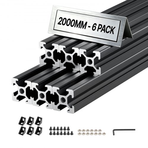 

VEVOR Perfil de Extrusión de Aluminio 2020 Ranura en T Estándar Europeo, Carril Lineal de Extrusión 2000 mm, Perfil de Aluminio para Marcos de Impresoras 3D, Bancos de Trabajo CNC, 6 Piezas, Negro