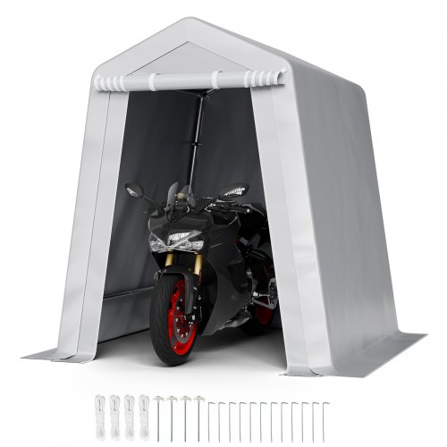 

VEVOR Cobertizo de Almacenamiento para Exteriores Carpa Portátil 183x183x213 cm con Puerta Enrollable Estructura Resistente, Garaje para Motocicleta, Cortacésped, Bicicleta, Herramientas, Gris