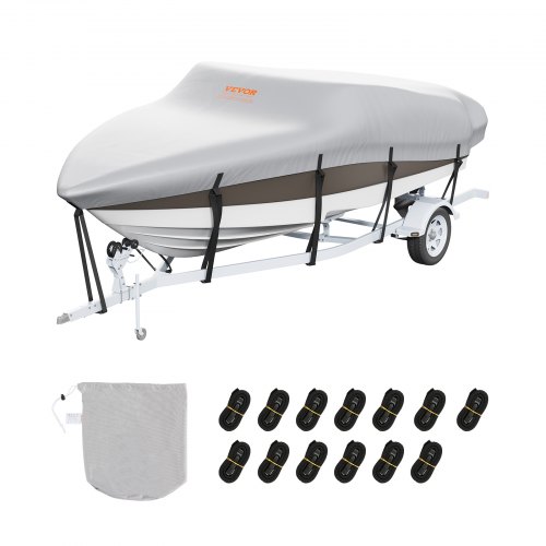 

VEVOR Funda impermeable para barcos 518-579 cm de largo 243 cm de ancho 600D Oxford V-Hull Funda protectora para barcos Anti-UV con bolsa de amarre Remolque de lanchas yates