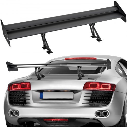 VEVOR Alerón de Coche, Alerón Universal de 1356 x 300 x 350 mm con Doble Cubierta, Aluminio Ligero Ajustable, Compatible con la Mayoría de los Sedanes y Cupés, Alerón de Carreras BGW/JDM Negro Mate