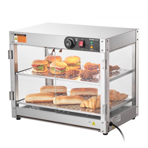 

VEVOR Vitrina para Pizza con Luz de Mostrador 2 Niveles 610 x 380 x 510 mm 58 L