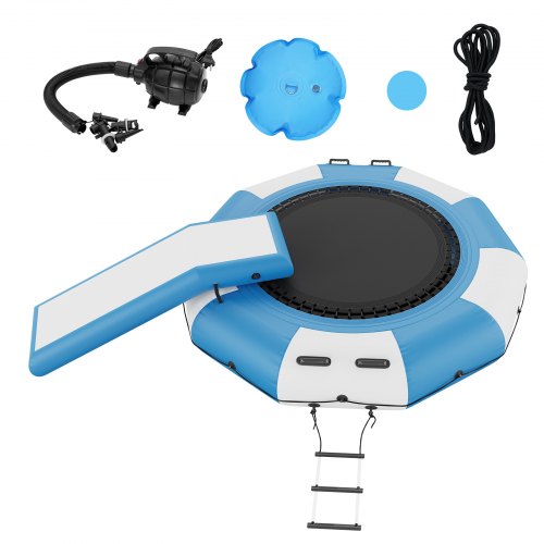 

VEVOR Trampolín Acuático Hinchable 310x60 cm Trampolín Acuático con Tobogán Escalera de 3 Peldaños y Bomba de Aire Eléctrica Plataforma de Natación Portátil Rebotador Flotante para Niños