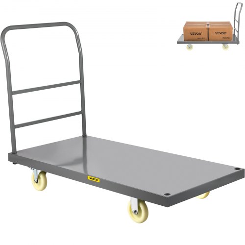 

VEVOR Camión de Plataforma Rodante con Ruedas 1200x610x825 mm Camión de Panel Gris, Carro de Plataforma Acero Q235 y PU, para Garaje, Sótano, Oficina y Almacén, con Capacidad de Carga de 907 kg