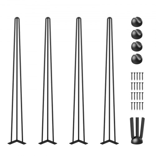 

VEVOR Patas para Mesas de Acero al Carbono, Conjunto de Patas de Mesa de Altura de Pata 91,5cm, Patas para Muebles con 4 Pies de Goma, Patas de Mesa con Capacidad de Carga 100 kg para Mesas Auxiliares