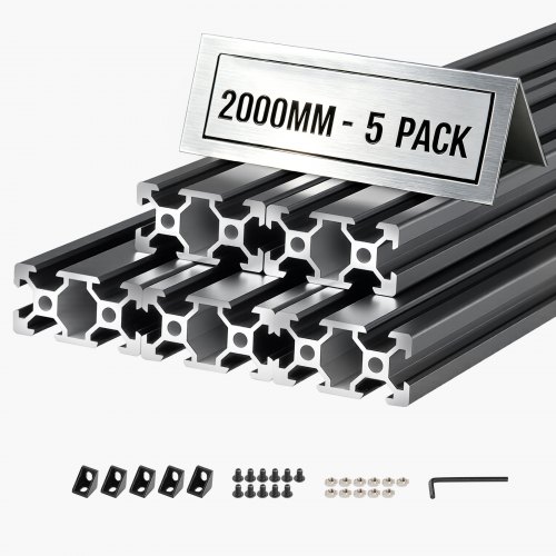 

VEVOR Perfil de Extrusión de Aluminio 2040 Ranura en V Estándar Europeo, Carril Lineal de Extrusión 2000 mm, Perfil de Aluminio para Marcos de Impresoras 3D, Bancos de Trabajo CNC, 5 Piezas, Negro
