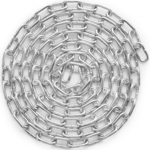 

VEVOR Cadena de Eslabones de Acero al Carbono Galvanizado 5,1mm x 3,04m Cadena Helicoidal de Servicio Pesado Capacidad de Carga de 498 kg Dos Conectores Rápidos Cadena para Remolcar, Colgar, Acampar
