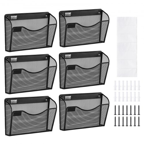 

VEVOR Estante de Pared de Malla Metálica para Archivos de 1 Capa Negro, 6 PCS