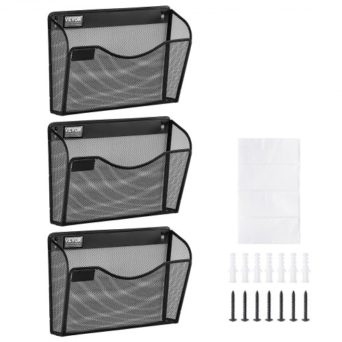 

VEVOR 3 PCS Estante de Pared de Malla Metálica para Archivos de 1 Capa, Negro