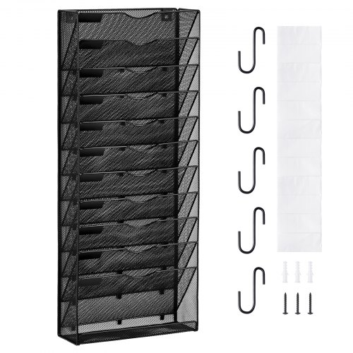 

VEVOR 1 PCS Estantes de Pared de Malla Metálica para Archivos de 12 Capas Carpeta de Almacenamiento de Documentos y Papel, Estante de Pared de Archivos con Etiqueta con Nombre para Oficina, Escuela