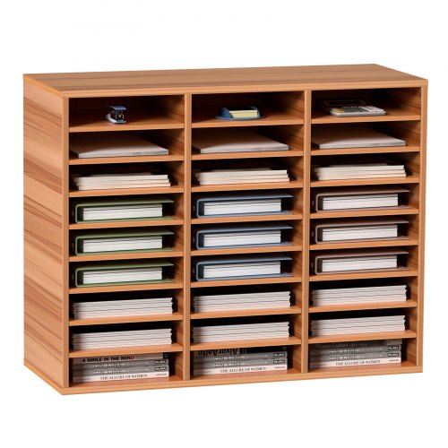 

VEVOR Organizador de Literatura de Madera de 27 Ranuras de 800x305x630mm Blanco