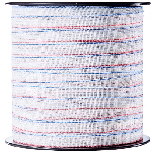 

Cinta para cercas eléctricas VEVOR, 1640 pies, 500 m, alambre caliente para cercas de polietileno, 3/4" de ancho, 6 hebras de acero inoxidable para una conductividad confiable, resistencia a los rayos UV y al óxido, alambre de polietileno portátil para ga