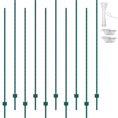 

VEVOR Postes Metálicos para Valla 10 Piezas Postes de Cerca 213,36 cm, Verde