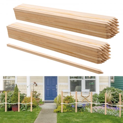 

VEVOR Postes de Madera para Valla de Jardín, 50 Piezas, Postes de Madera de 19,05 x 19,05 x 914,4 mm con Púas, Estacas de Señalización para Cercas de Sedimentos, Límites de Patios y Líneas de Base