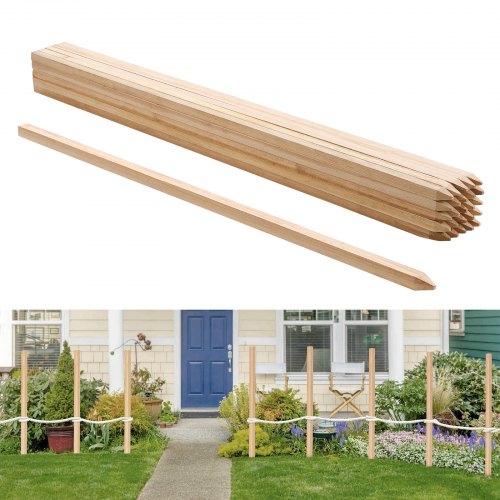 

VEVOR Postes de Madera para Valla de Jardín, 25 Piezas, Postes de Madera de 19,05 x 19,05 x 1219,2 mm con Púas, Estacas de Señalización para Cercas de Sedimentos, Límites de Patios y Líneas de Base