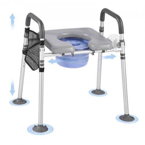 

VEVOR Silla con Inodoro Portátil 4 en 1, Carga de Peso 226 kg, con Asiento y Reposabrazos Acolchados, Cubo Desmontable de 5 L, Altura y Ancho Ajustables, para Adultos Mayores, 610 x 710 x 760 mm