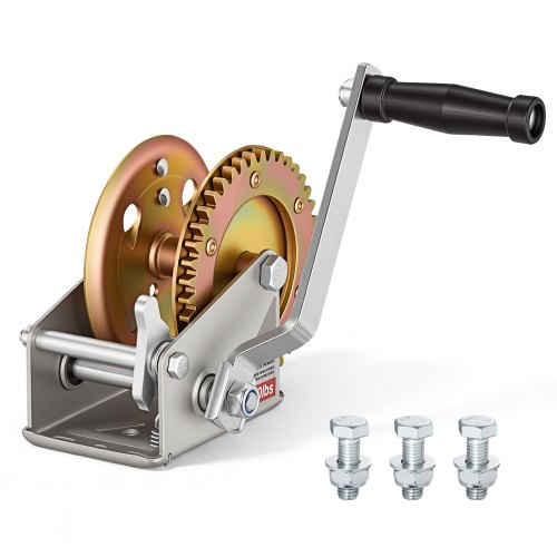 

VEVOR Cabrestante Manual Capacidad de Carga 726 kg, Cabrestante para Remolque de Barco con Manivela, Trinquete Bidireccional de 3 Posiciones Relación de Engranajes 4 a 1 para Motos Acuáticas Lanchas
