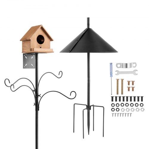 

VEVOR Comedero para Pájaros Silvestres 4 Ganchos, Kit de Estación de Alimentación 2370 mm, con Deflector Protector contra Ardillas, para Múltiples Comederos, Fácil Instalar, 565 x 565 x 2370 mm