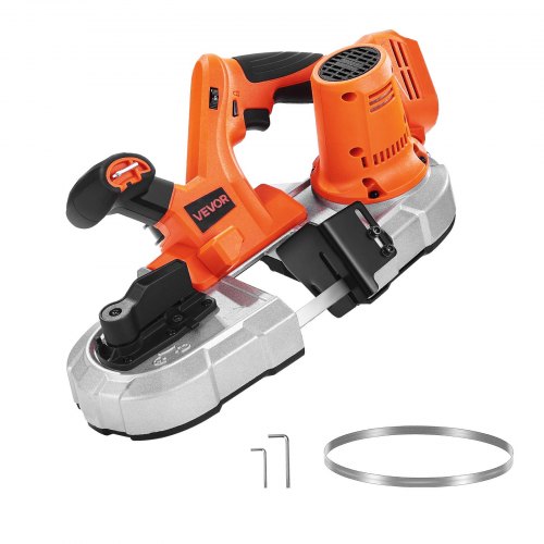 

VEVOR Sierra de Cinta Portátil, Corte Profundo de 65 mm 360 W Motor sin Escobillas Sierra de Cinta Inalámbrica y Compacta con Ganchos, Velocidad Variable de 0-192 m/min para Cortar Metal y Madera