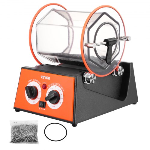 VEVOR Máquina Pulidora De Joyas con Vaso Giratorio 5kg 60W Pulidora de Joyas de 5 Velocidades 0-60 min Pulidora de Tambor Giratorio Ajustable Acción Bidireccional para Pulir Piedra Roca Hierro Joyero