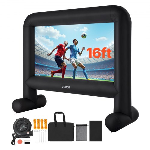 VEVOR Pantalla de Cine Inflable 288 x 155 cm 16:9 Lavable 600D con Bolsa de Almacenamiento Portátil Fácil de Instalar Visión de 160° Pantalla de Proyección para Exteriores, Cine en casa, Fiestas