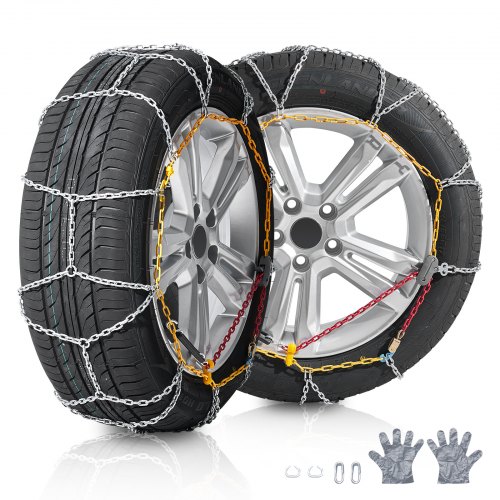 

VEVOR 2 cadenas para neumáticos de nieve, cadenas de tracción de emergencia de acero de aleación de manganeso, cadenas de cable para neumáticos para automóviles, camionetas, SUV y camiones, color plateado