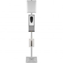 VEVOR Dispensador de Pie Gel Hidroalcohólico, 1.400-1.600 mm Soporte para Dispensador de Gel Desinfectante con Cartela A4 1.000 ml Dispensador de Gel sin Contacto Soporte de Gel Desinfectante Oficina