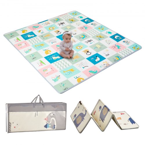 

VEVOR - Alfombrilla de juego para bebé, 180 x 200 cm, extragrande, de espuma antideslizante de una sola pieza, plegable y reversible, con bolsa de viaje, impermeable, para actividades de bebés, niños pequeños y bebés
