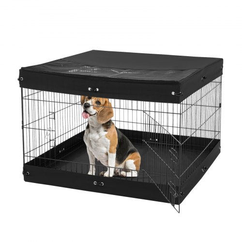 

VEVOR Parque Plegable de Metal para Perros 4 Paneles con Cubierta, Almohadilla