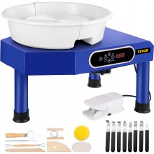 VEVOR Máquina Eléctrica de Cerámica 350 W Plato Giratorio 25 cm Máquina de Rueda de Cerámica con Pedal de Pie 2 Modos Azul Máquina de Formación Cerámica para Enseñanza Escolar Uso Doméstico