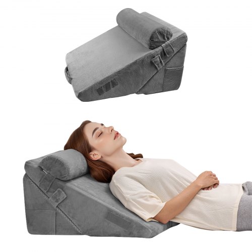 

VEVOR Almohada Ortopédica Ajustable con Cuña para Espalda Gris Oscuro 3 uds