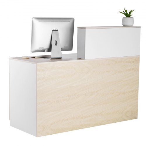 

VEVOR Mostrador de Recepción Rectangular 140x60x110 cm para Oficina, de Madera