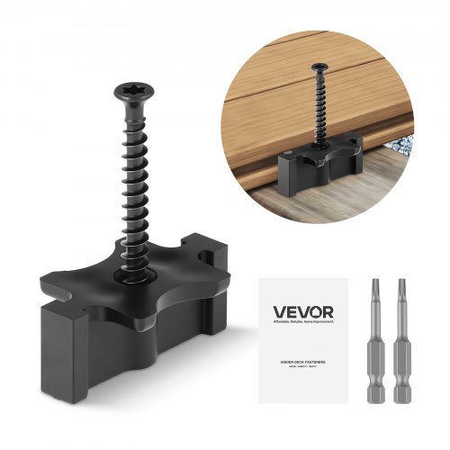 

VEVOR 1000 Fijaciones Ocultas, Separadores para Tarimas, Clips T Universales Compuestos y Fijaciones de Plástico con Tornillos, a Tablas 6,5 mm de Separación y 10 mm de Altura, 32 x 19 x 13 mm