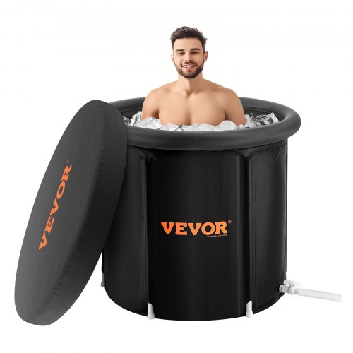 

VEVOR Bañera de Hielo de 850 x 750 mm para Terapia de Agua Fría para Deportistas, Piscina de Inmersión Portátil para Exteriores con Barril de Hielo para Recuperación, 398 L con Cubierta, Negro