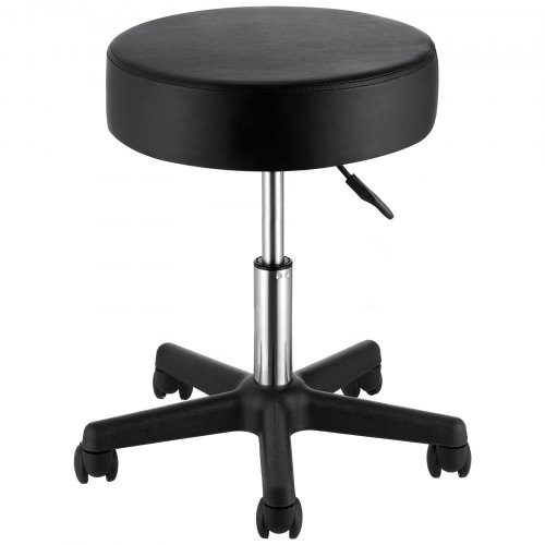 VEVOR Taburete de Oficina Carga de 181 kg Taburete con Ruedas Rotación de 360??° Altura Ajustable de 46-60,5 cm Silla con Ruedas Cojín Grueso 10 cm Cubierto con Cuero de PU para Salón Clínica Oficina