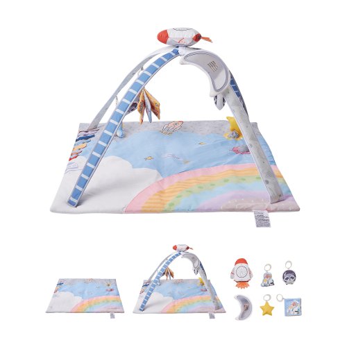 

VEVOR Colchoneta de Juegos para Bebés Recién Nacidos 0 a 18 Meses, para Tiempo Boca Abajo con 6 Juguetes Sensoriales, con Cohete Musical Iluminado, Fácil Limpiar y Almacenar, 890 x 890 x 480 mm