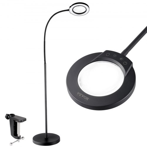 

VEVOR Lámpara de Aumento Fluorescente 5x de Pie Lupa de Pie con Luz de 5 Modos de Color Lupa de Pie Ajustable en Altura con Luz, Cuello de Cisne Flexible, Regulación Continua para Lectura y Manualidad