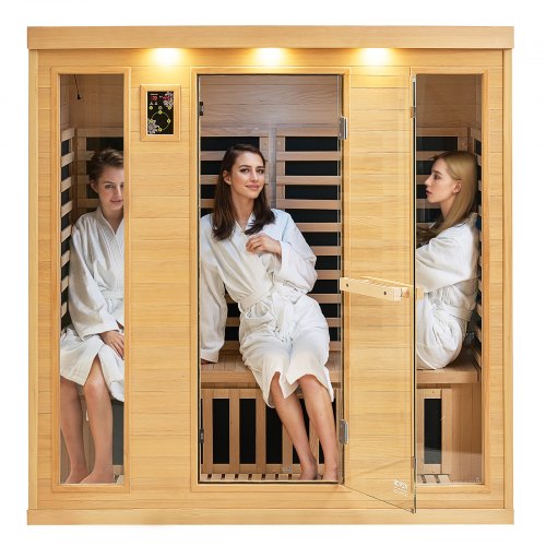 

VEVOR Sauna de Infrarrojos Lejanos de Madera para 3 a 4 Personas Hogar 2580W