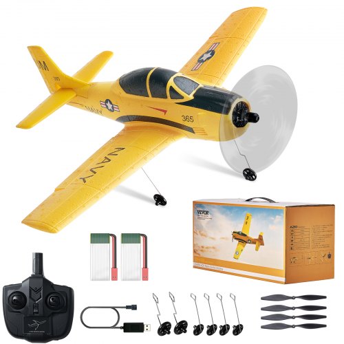 

Avión RC VEVOR, avión de control remoto de 4 canales de 2,4 GHz con estabilizador giroscópico de 6 ejes, avión de entrenamiento listo para volar, juguete con 2 baterías, planeador RC fácil de volar para adultos, niños y principiantes