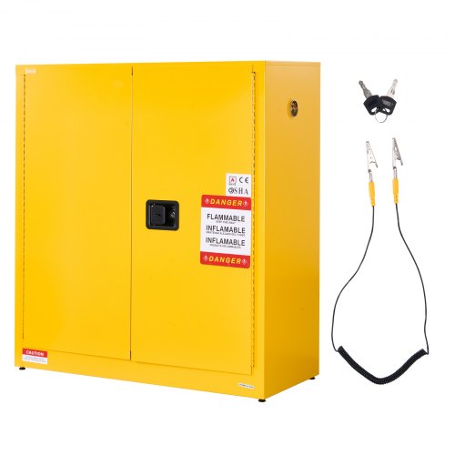 

VEVOR Gabinete para Materiales Inflamables, Gabinete Ignífugo 109,2 x 46 x 118 cm de 110 L de Acero Laminado en Frío y Galvanizado con Estante Ajustable para Uso Comercial y Doméstico, Amarillo