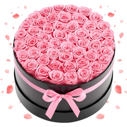 

VEVOR 50 Rosas Eternas en Caja Redonda, Ramo de Flores Preservadas, Caja de Regalo de Flores para Esposa, Madre, Pareja, Boda, Día de la Madre, San Valentín, Navidad, Rosa, 279 x 279 x 165 mm