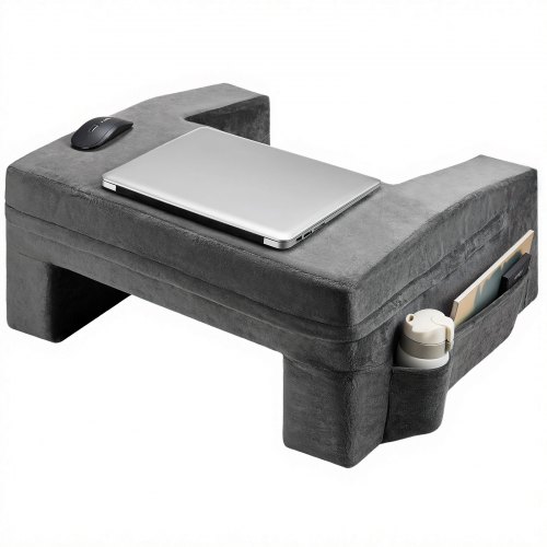 

VEVOR Almohada de Lectura con Paño Lavable, 2 Bolsillos y Portavasos, Gris