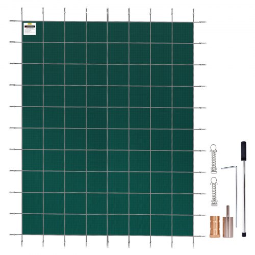 

Cubierta rectangular para piscina de malla de seguridad, 14x26 pies, verde, para invierno, para exteriores