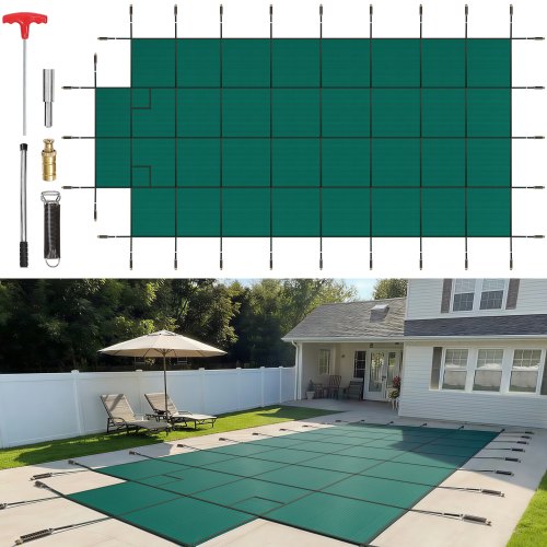 

VEVOR Cubierta de Seguridad para Piscina Tamaño de Cubierta 6,1 x 11,6 m Cobertor para Piscina Rectangular Tamaño de Piscina 5,5 x 11 m Lona de Piscina para Piscinas Enterradas de Hogar Jardín Hotel