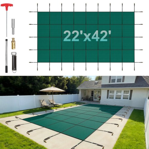 

VEVOR Cubierta de Seguridad para Piscina Tamaño de Cubierta 6,7 x 12,8 m Cobertor para Piscina Rectangular Tamaño de Piscina 6,1 x 12,2 m Lona de Piscina para Piscinas Enterradas de Hogar Jardín Hotel