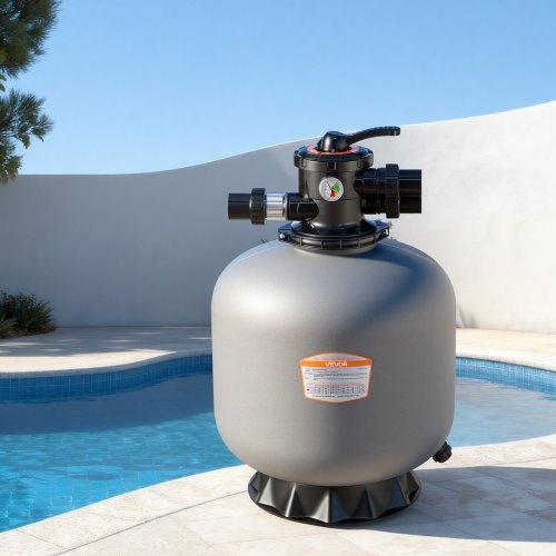 VEVOR Filtro de Arena de 508 mm y 189,3 LPM, para Piscinas Elevadas Enterradas, PE, con Válvula Multipuerto de 7 Vías, Retrolavado, Enjuague, Recirculación, Desagüe, Invierno y Modos Cerrados