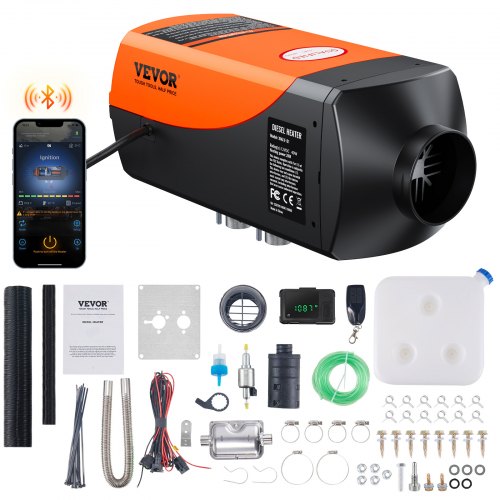 

VEVOR Calentador de Aire Diesel 12V 2kW Consumo 0,12-0,26L/h Calefacción Estacionaria 8~36°C Ajustable 10-15m² Control Inteligente con LCD Bluetooth Mando a Distancia Tanque de 10L para Camión Barco