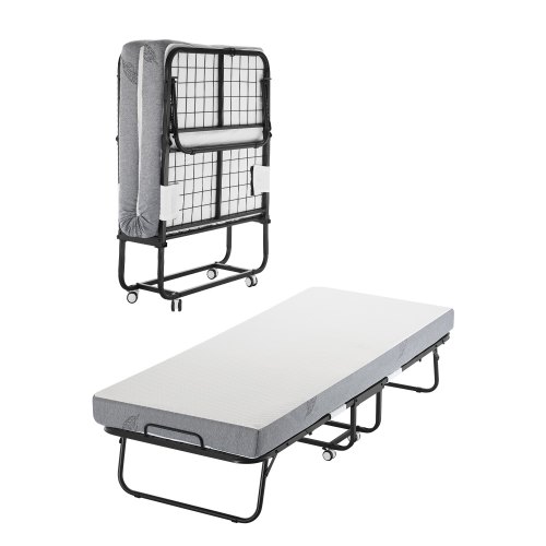 

VEVOR Cama Plegable de 790 x 1900 x 396 mm con Colchón de 125 mm, Cama Plegable Individual con Estructura de Metal y Colchón de Espuma Viscoelástica, Cama Plegable de Carga de 136,1 kg, Blanco