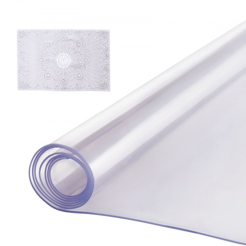 

VEVOR Mantel de PVC Rectángulo Transparente 61x121,9 cm Grosor 2 mm para Mesa