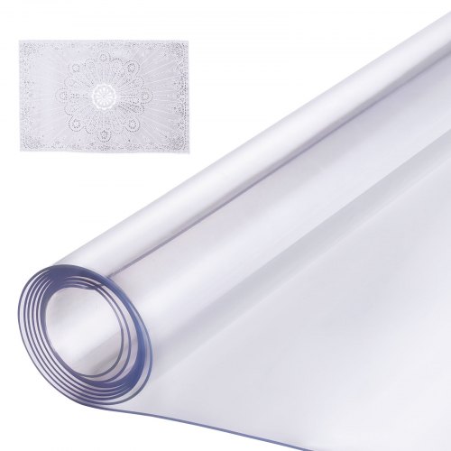 

VEVOR Mantel de PVC Rectángulo Transparente 61x243,8 cm Grosor 1,5mm para Mesa