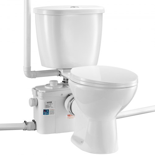 

VEVOR Inodoro Sanitario Potente Bomba de Elevación 800 W Sistema de Inodoro Compacto con Descarga Trasera y Inodoro de Descarga, 4 Entradas, para Eliminación de Aguas Residuales, Sótano, Blanco